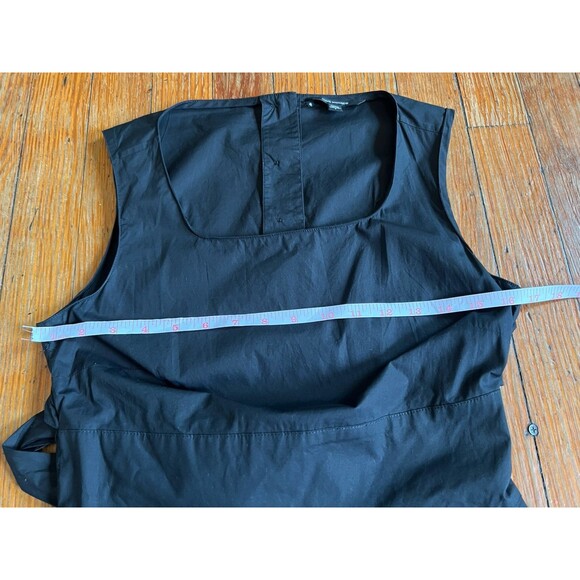 Club Monaco Black Cotton Square Neck Midi Back Slit Dress Sz 8 - Picture 12 of 14